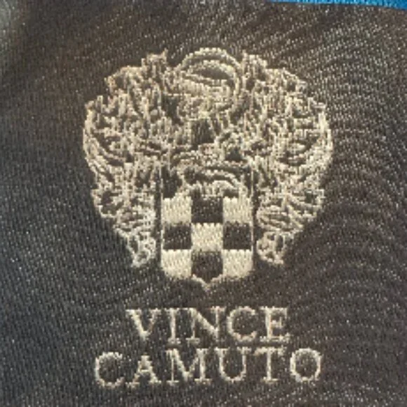 Vince Camuto | Blue & White Sleeveless Shift V Neck Detail Dress - Size 12 - Picture 5 of 5